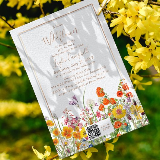 Eine kleine Wildblume Boho Girl Babydusche Einladung