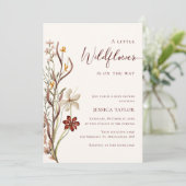 Eine kleine Wildblume Boho Girl Babydusche Einladung (Stehend Vorderseite)