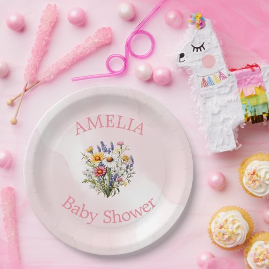 Eine kleine Wildblume Boho Nature Girl Babydusche Pappteller (Party)