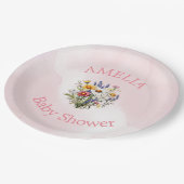 Eine kleine Wildblume Boho Nature Girl Babydusche Pappteller (Schrägansicht)