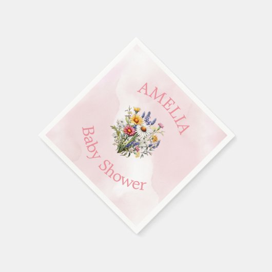 Eine kleine Wildblume Boho Nature Girl Babydusche Serviette (Ecke)