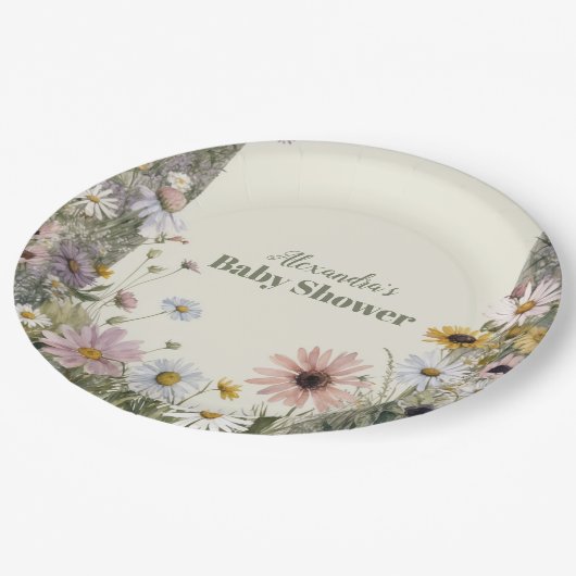 Eine kleine Wildblume Boho Nature Pappteller (Schrägansicht)