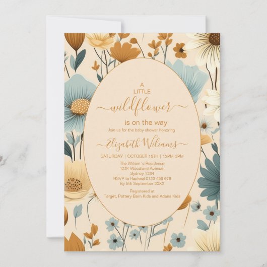 Eine kleine Wildblume Boho Nature Theme Kinderdusc Einladung (Vorderseite)