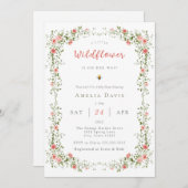 Eine kleine Wildblume Boho Red Floral Baby Dusche Einladung (Vorne/Hinten)