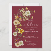Eine kleine Wildblume Burgundy Babydusche Einladung (Vorderseite)