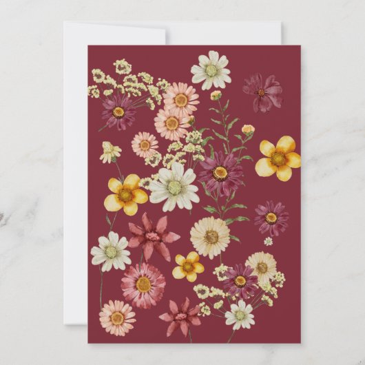 Eine kleine Wildblume Burgundy Babydusche Einladung (Rückseite)