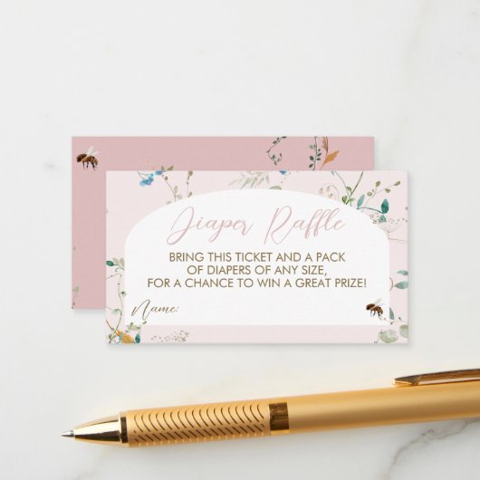 Eine kleine Wildblume Diaper Raffellokarte Begleitkarte (Vorderseite/Rückseite Beispiel)