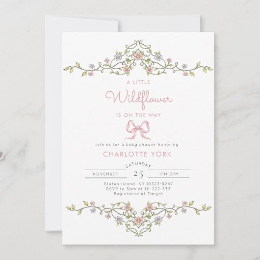 Eine kleine Wildblume-Gartenbrunnendusche Einladung (Vorderseite)