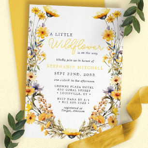 Eine kleine Wildblume Gelbe Boho-Baby-Party Einladung