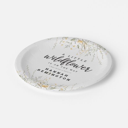 Eine kleine Wildblume gelbe Wasserfarbendusche Pappteller (Schrägansicht)