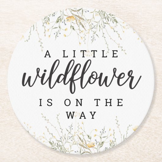 Eine kleine Wildblume gelbe Wasserfarbendusche Runder Pappuntersetzer (Vorderseite)