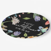 Eine kleine Wildblume Girl Baby Dusche Black Pappteller (Schrägansicht)