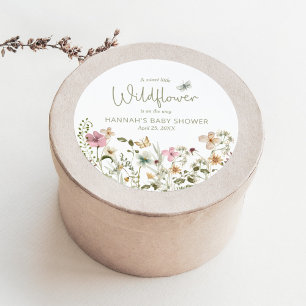 Eine kleine Wildblume Girl Baby Dusche Gefallen Runder Aufkleber