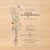 Eine kleine Wildblume Girl Babydusche Acryleinladungen (Vorderseite)