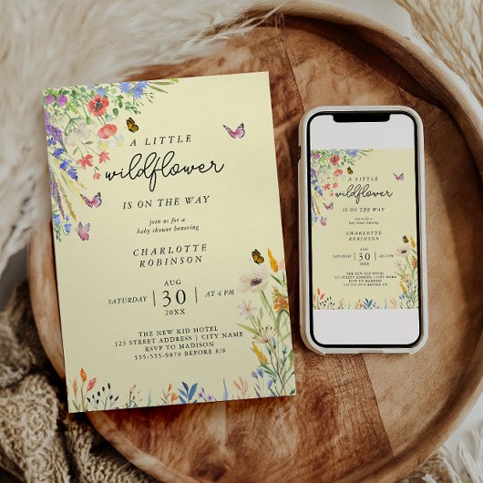 Eine kleine Wildblume Girl Babydusche Einladung