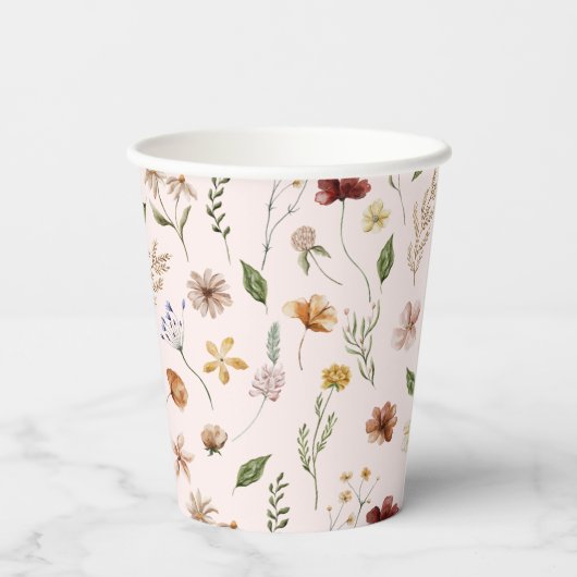 Eine kleine Wildblume Girl Babydusche Pappbecher (Rückseite)