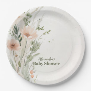 Eine kleine Wildblume Girl Babydusche Pappteller