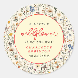 Eine kleine Wildblume Girl Babydusche Runder Aufkleber