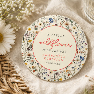 Eine kleine Wildblume Girl Babydusche Runder Pappuntersetzer