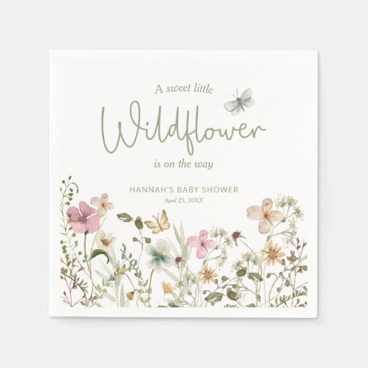 Eine kleine Wildblume Girl Babydusche Serviette (Vorderseite)