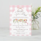 Eine kleine Wildblume Girl Bow Baby Sprinkle Einladung (Stehend Vorderseite)