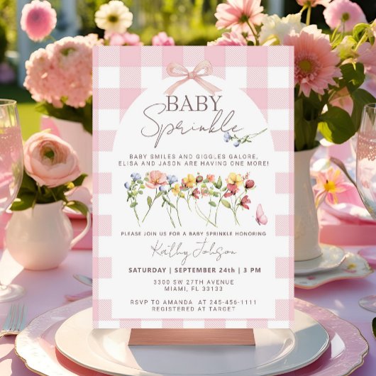 Eine kleine Wildblume Girl Bow Baby Sprinkle Einladung