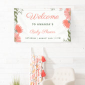 Eine kleine Wildblume Girl Peach Baby Dusche Banner (Insitu)