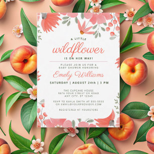 Eine kleine Wildblume Girl Peach Baby Dusche Einladung