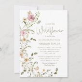 Eine kleine Wildblume Girl Pink Babydusche Einladung (Vorderseite)