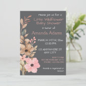 Eine kleine Wildblume Girl Pink Babydusche Einladung (Stehend Vorderseite)