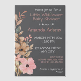Eine kleine Wildblume Girl Pink Babydusche Pergament Einladungen
