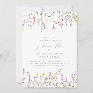 Eine kleine Wildblume Girls Floral Geburtstagspart Einladung