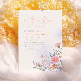 Eine kleine Wildblume ist auf dem Weg Boho Baby Du Einladung