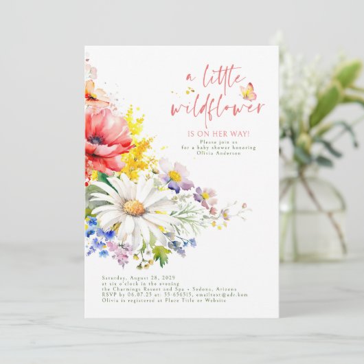 Eine kleine Wildblume ist auf dem Weg Niedliche Ba Einladung (Stehend Vorderseite)