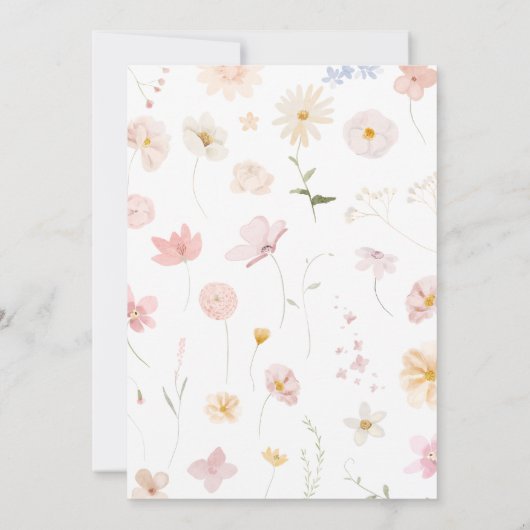 Eine kleine Wildblume ist auf dem Weg zur Babydusc Einladung (Rückseite)