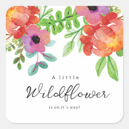 Eine kleine Wildblume ist unterwegs! Quadratischer Aufkleber