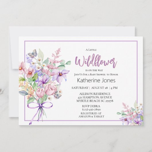 Eine kleine Wildblume Kinderdusche Einladung (Vorderseite)