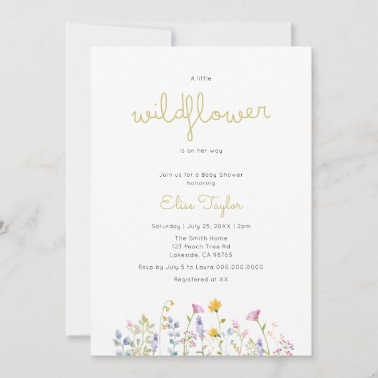 Eine kleine Wildblume Kinderdusche Einladung (Vorderseite)
