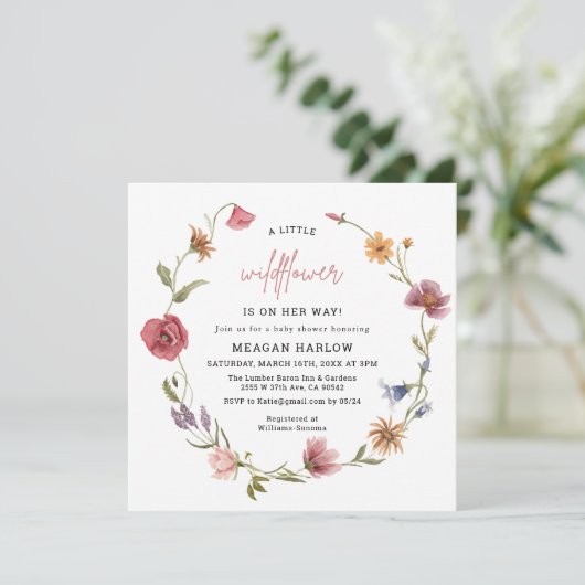 Eine kleine Wildblume Kinderdusche Einladung (Stehend Vorderseite)