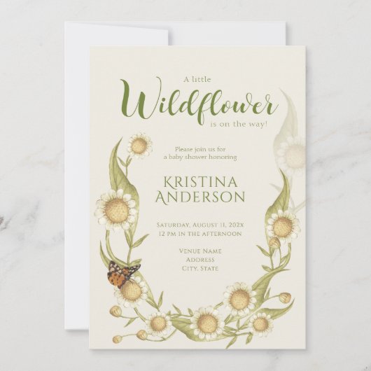 Eine kleine Wildblume Kinderdusche Einladung (Vorderseite)