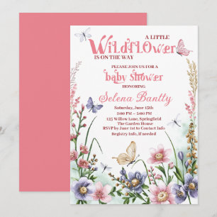 Eine kleine Wildblume Kinderdusche Wasserfarbe Einladung