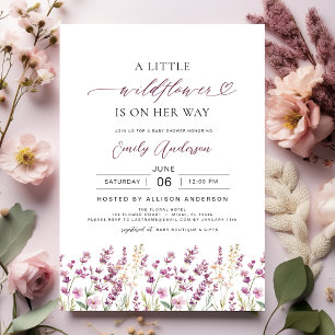Eine kleine Wildblume Lila Lilac Baby Dusche Einladung