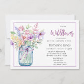 Eine kleine Wildblume Mason Jar Girl Babydusche Einladung (Vorderseite)