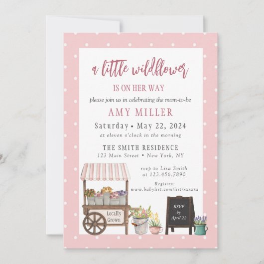 Eine kleine Wildblume mit Kinderdusche Einladung (Vorderseite)