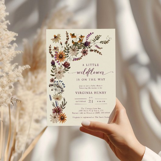 Eine kleine Wildblume mit Kinderdusche Einladung