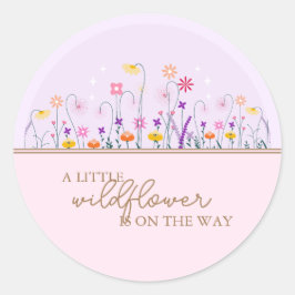 Eine kleine Wildblume moderne, zarte Babydusche Runder Aufkleber