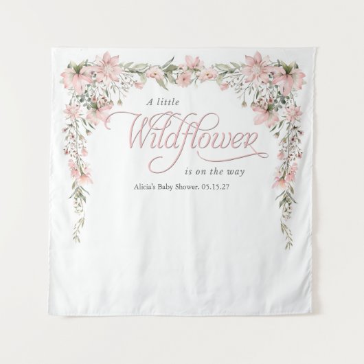 Eine kleine Wildblume pink Baby Girl Dusche Wandteppich (Vorderseite)