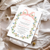 Eine kleine Wildblume Pink Bow Babydusche Einladung