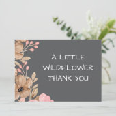 Eine kleine Wildblume Pink Girl Babydusche Dankeskarte (Stehend Vorderseite)