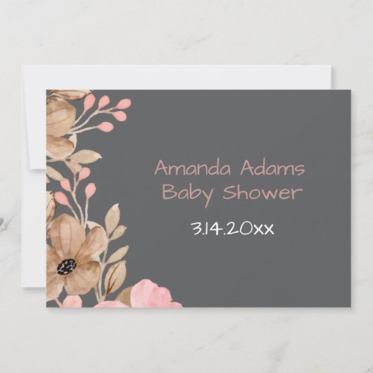 Eine kleine Wildblume Pink Girl Babydusche Dankeskarte (Rückseite)